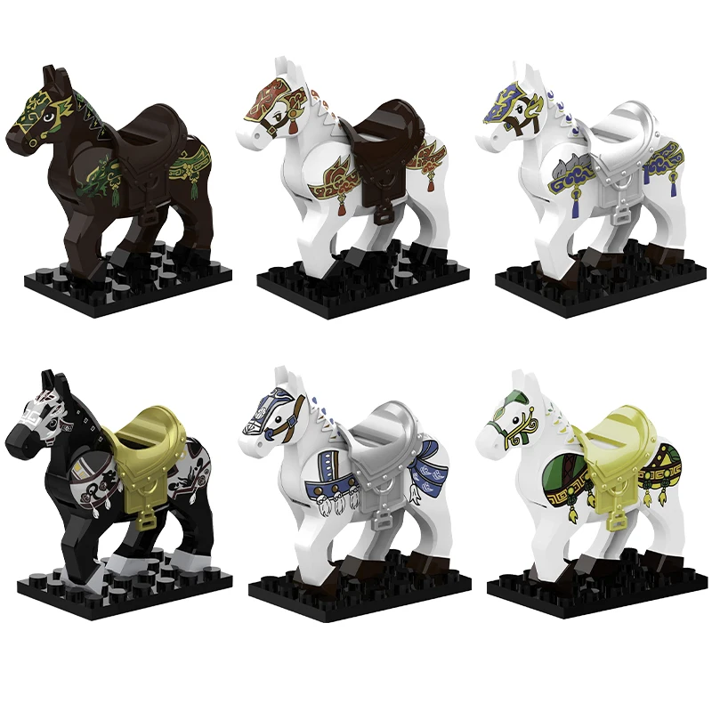 Moc Medieval War Horse Gray Wolf White Bear Elk Elephant Animal Model Kids Blocks Toys Gift For Boys Girls New Building Juguetes