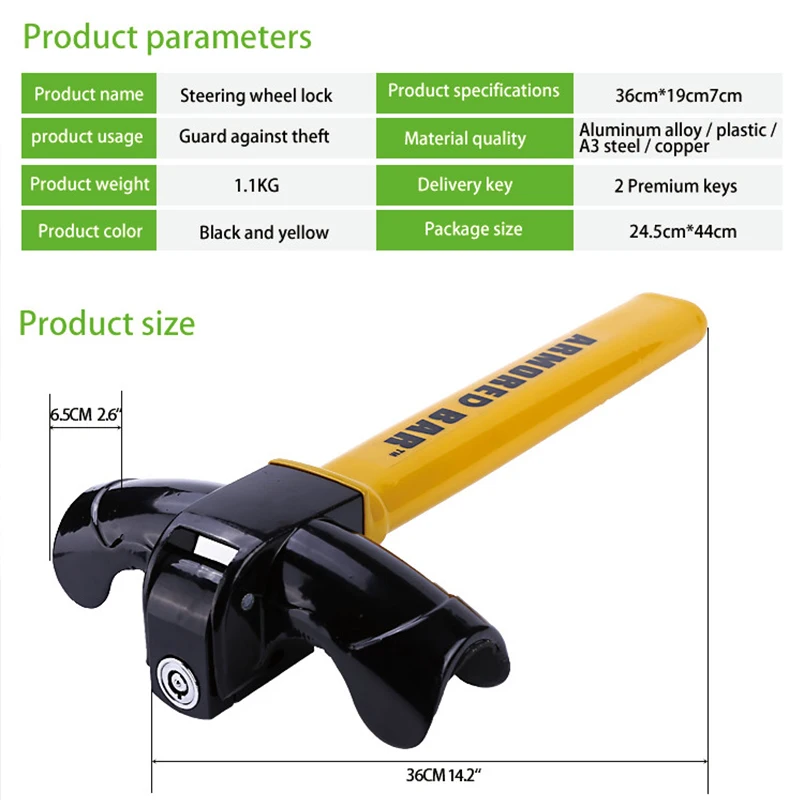 Anti Theft Steering Wheel Lock Car Steering Wheel Lock T Shape High Safety Anti-Theft Lock For Car SUV Truck Auto Cars New