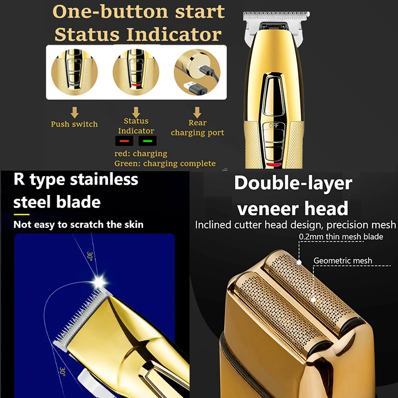Kemei Tx1 Full Metal Electric Shaver For Men Hair Beard Electric Razor Bald Head Shaving Machine Finishing Fades Rechargeable