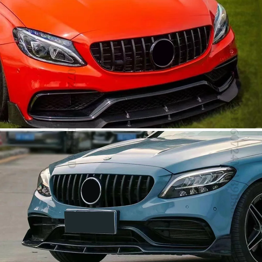 GT GTR Diamond Inlet Mesh Front Grille Grill Tuning Accessories For Mercedes Benz C W205 C205 S205 2014-2021 AMG Style Refit