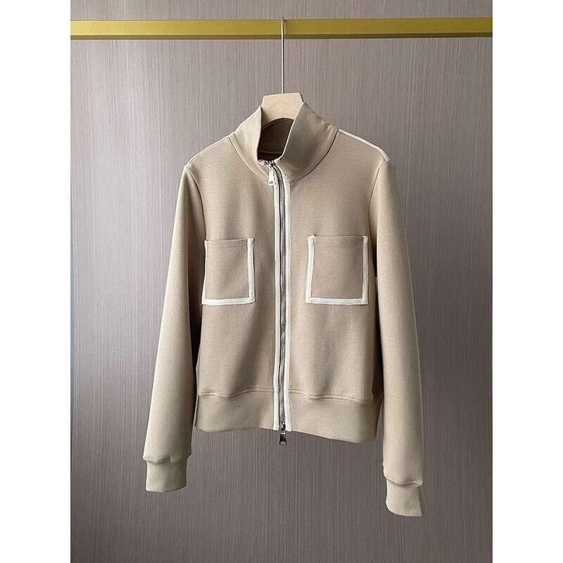 Spring Style Stand Up Collar Zipper Casual Slimming Sports Short Top Baseball Jacket For Women