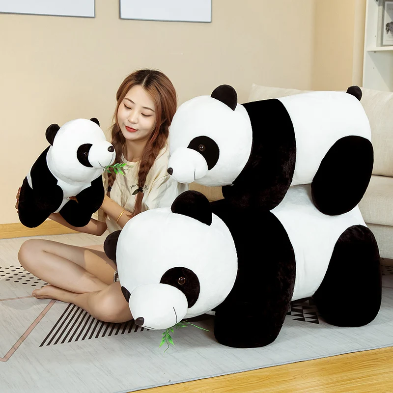 20cm Plush Panda Toys Lovely Pillow Panda with Bamboo Leaves Kawaii Stuffed Soft Toy for Kids Girls Boys Birthday Christmas Gift