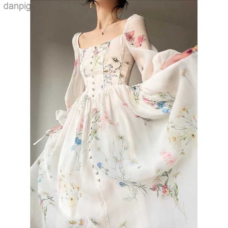 Urban Sexy Dresses 2023 Summer Korean Style Flower Evening Dress Chiffon Long Slave Beach Midi Fairy Dress Vestidos De Ocasion Formales Y240402