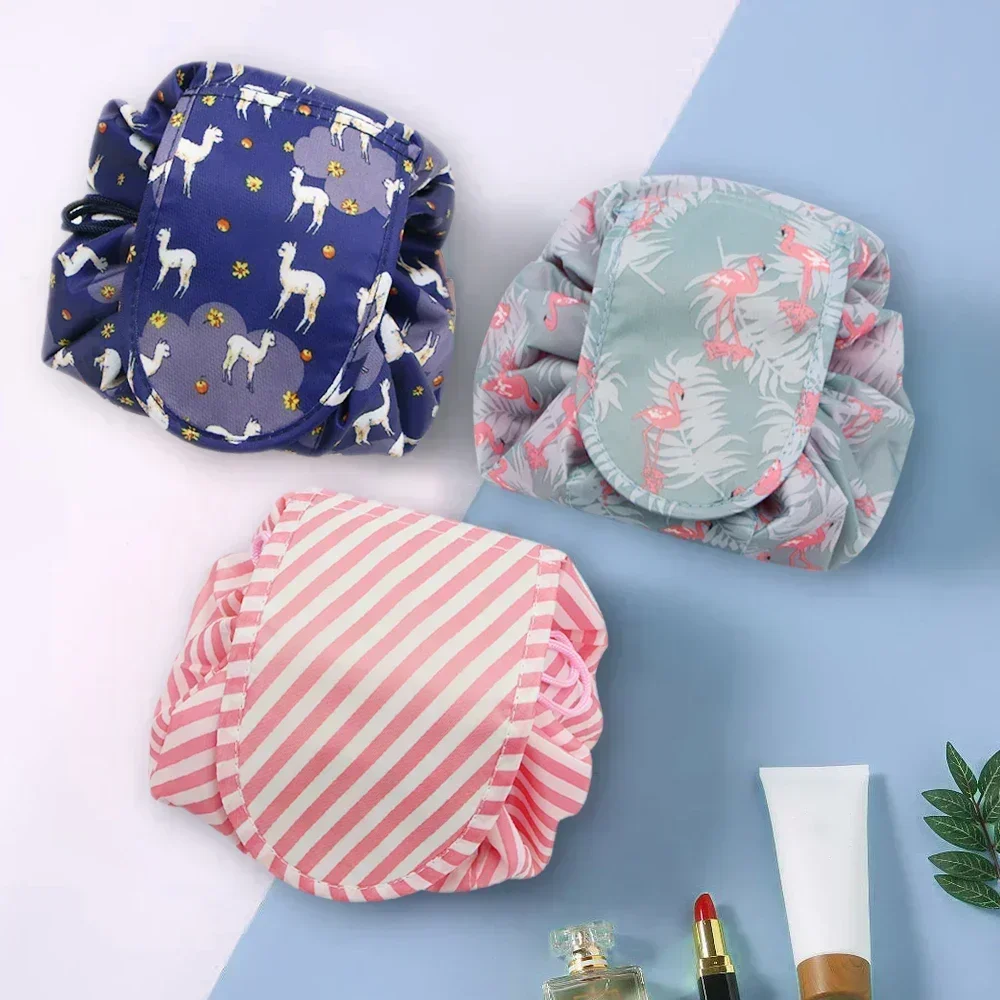 Women Drawstring Cosmetic Bag Large Capacity Makeup Organizer Travel Waterproof Toiletry Storage Bag Portable Beauty Case
