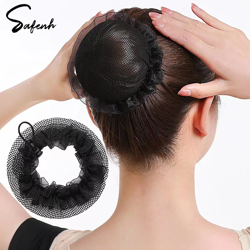 1Pc Hairnet Bun Cover Snood Women Hair Net Ballet Dance Skating Crochet Rhinestone Styling Headwear Accessories