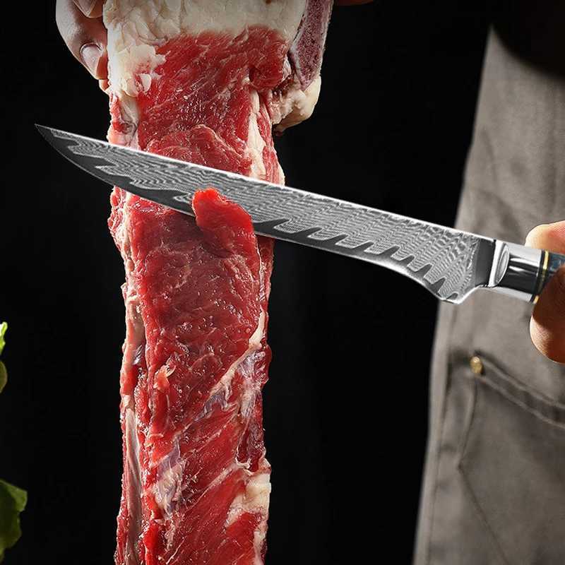 Professional Chef Knife Set Damascus Steel Chopper Universal Kitchen Knife Bread Slicer X241102