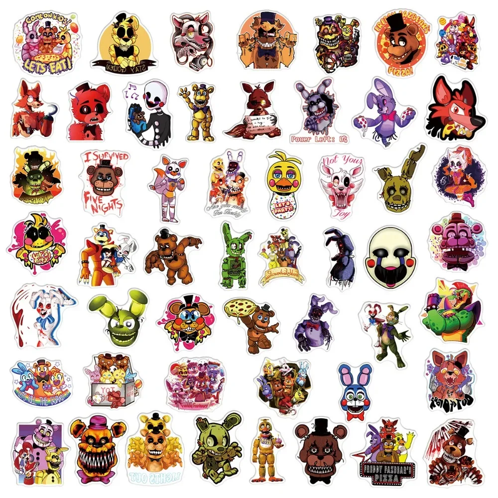 50PCS Scary Toy Bear Game Stickers Aesthetic DIY Laptop Phone Skateboard Motorcycle Car Waterproof Sticker for Kids Gift