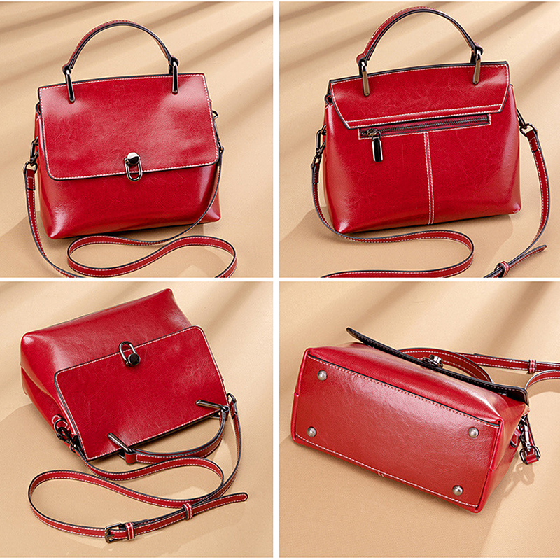 Cowhide Leather Wide Shoulder Strap Women's Crossbody Bag Trendy Designer Short Handle Women's Handbag