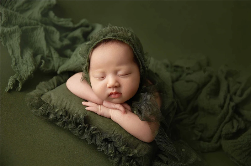 Newborn Photography Props Wraps Pillow Sets Christmas Forest Green Hat Backdrop Blanket Fotografia Studio Shooting Photo Props