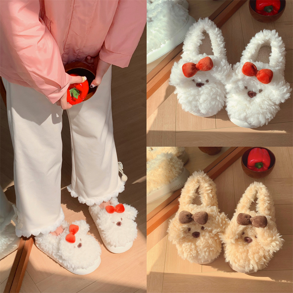 Slippers Fun Cute cartoon puppy dog Cute slippers for women girls Fashion Kawaii Fluffy winter warm women's slippers