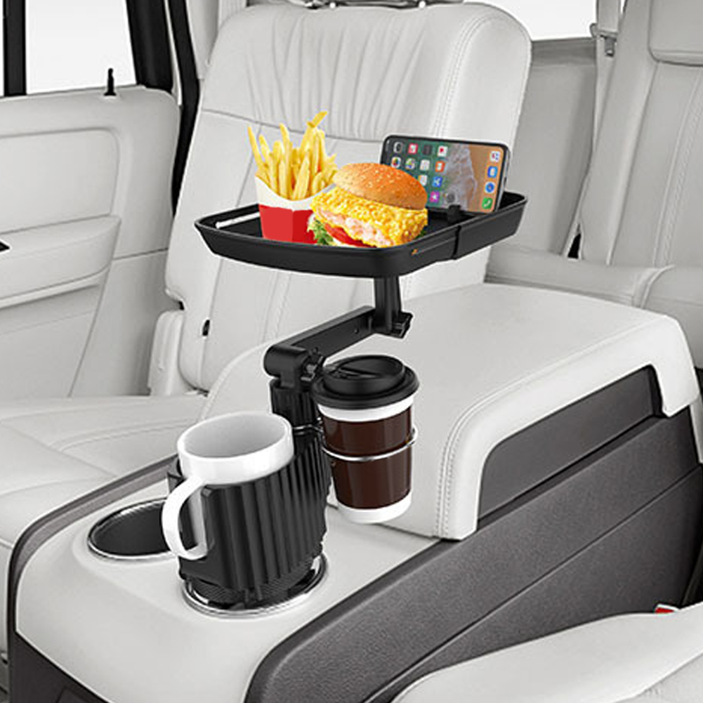 Car Cup Holder Tray 360 Degree RotationCar Tray Table Phone Slot Car Food Table Organized Adjustable Drink Holder Car Accesories