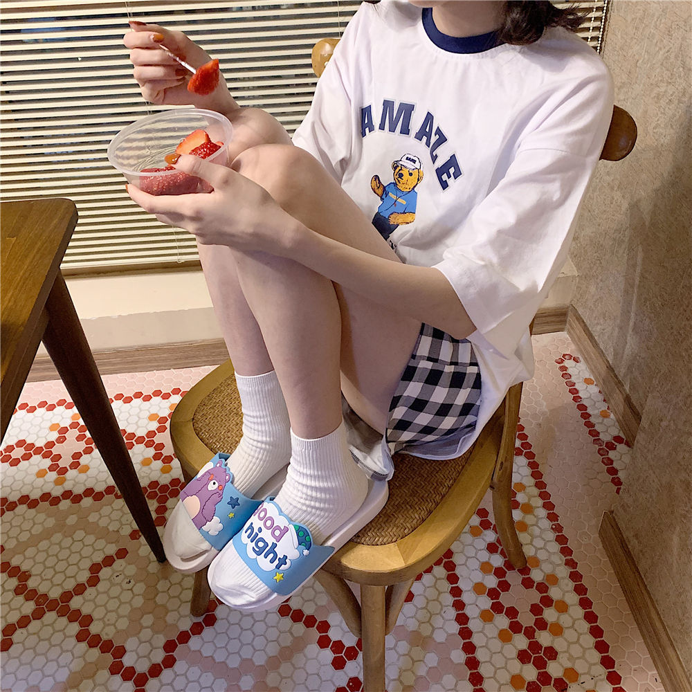 2024 New Slipper Ladies Summer Shoes personality cute cartoon flat slippers indoor street sandals girls beach shower slide