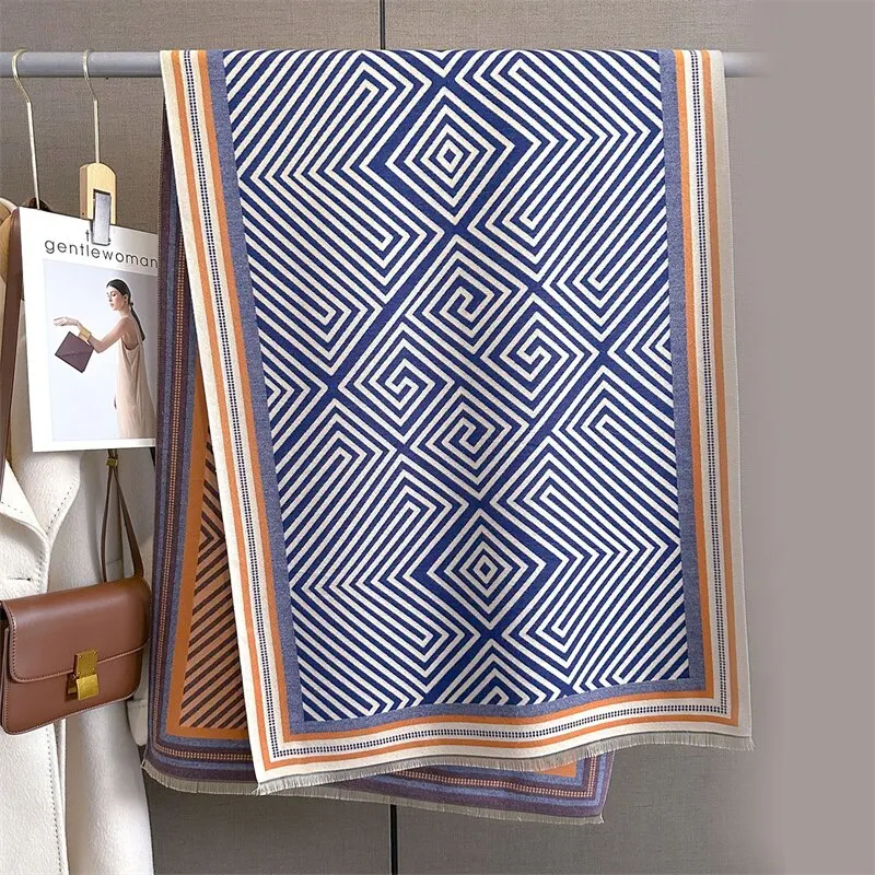 Women Winter Cashmere Bufanda Shawl Scarf Luxury Print Thick Pashmina Warm Warp Blanket With Tassel Travel Poncho Stoles Echarpe