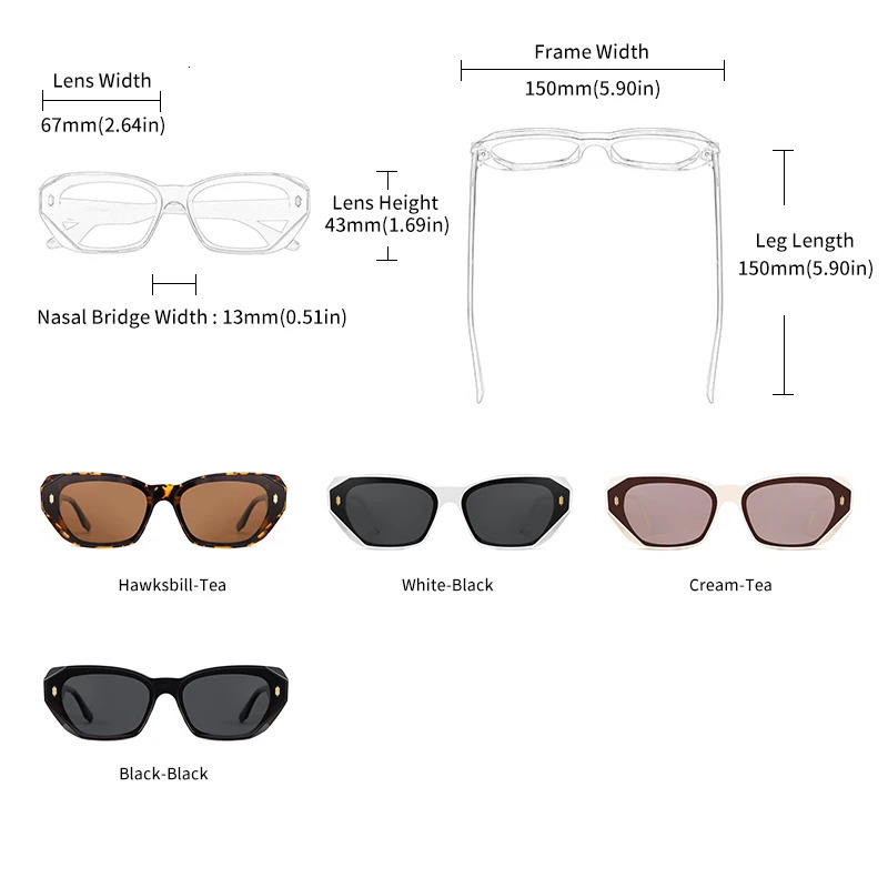 GCV acetate cat eye polarized sunglasses for womens fashionable outdoor glasses Uv400 UV resistant product quality 241031