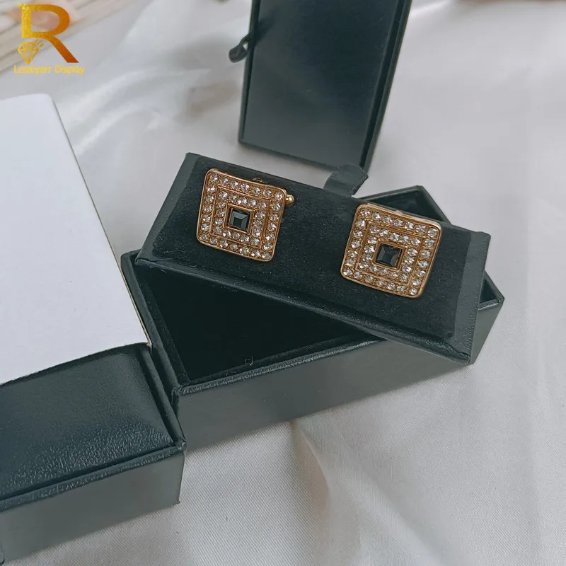 1pc Quality Mens Cufflinks Package Casket Black Leather Cufflinks Jewelry Storage Organizer Gift Box Case Holder
