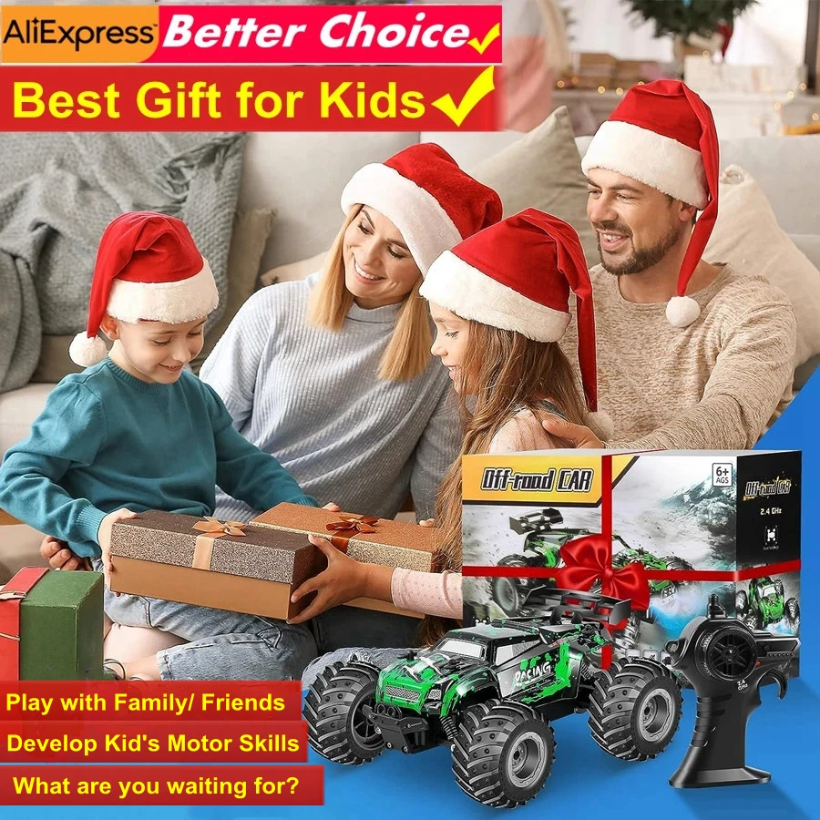 Remote Control RC Cars for Boys 25 KM/H Fast Car for Adults RTR 2WD Off Road Monster Truck with LED Lights Radio Toys Gifts Kids