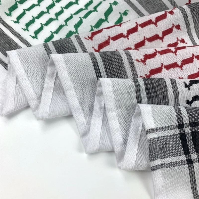 Shemagh Desert Scarf Geometric Jacquard Arab Keffiyeh Turban Shawl Wrap Square Scarves Bandana Head Wraps for Men