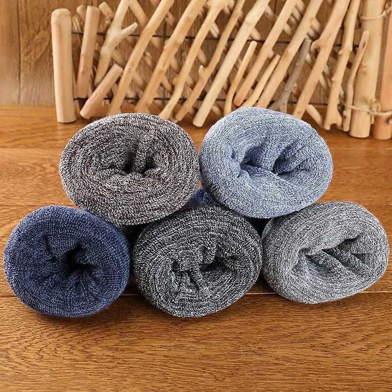 1pair Winter Warm Merino Wool Male Men Women Super Thicker Solid Merino Wool Rabbit Against Cold Snow LX241102
