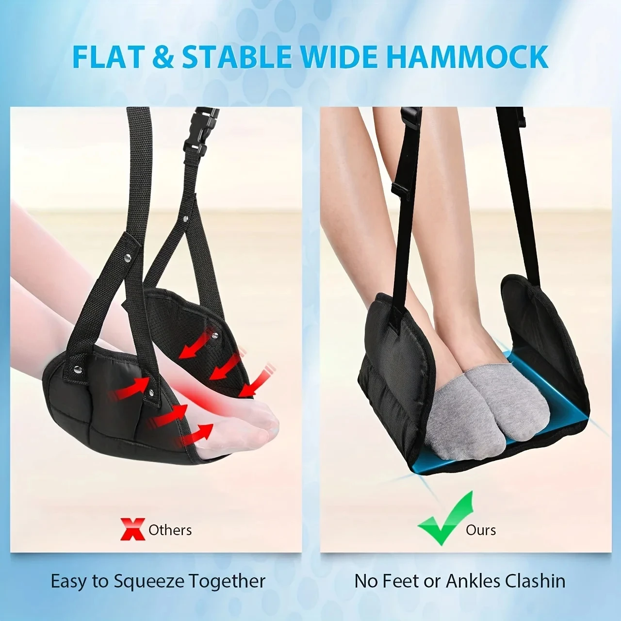 Portable Hammock Foot Swing Pedal Resting Chair Outdoor Adjustable Height Foot Rest Travel Airplane Accessories for Office