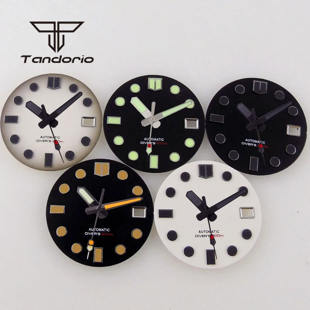 29mm Black White Sterile Watch Dial Face Date Display Window Hands Set Luminous Accessories Fit NH35 NH36 Automatic Movement