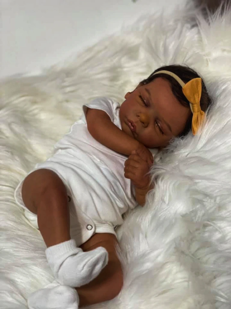 19Inch African American Doll Romy Black Skin Reborn Baby Finished Newborn With Rooted Hair Handmade Toy Gift For Girls