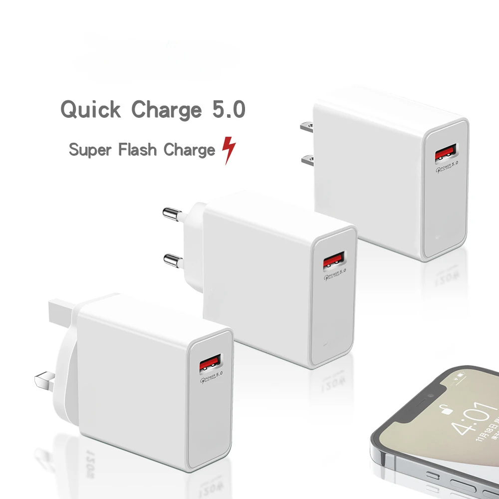 Gan USB Fast Charger Quick Charge 5.0 Adapter for iPhone 13 14 Pro Max ipad Xiaomi Samsung Oppo Phone Charger EU/US/UK Plug