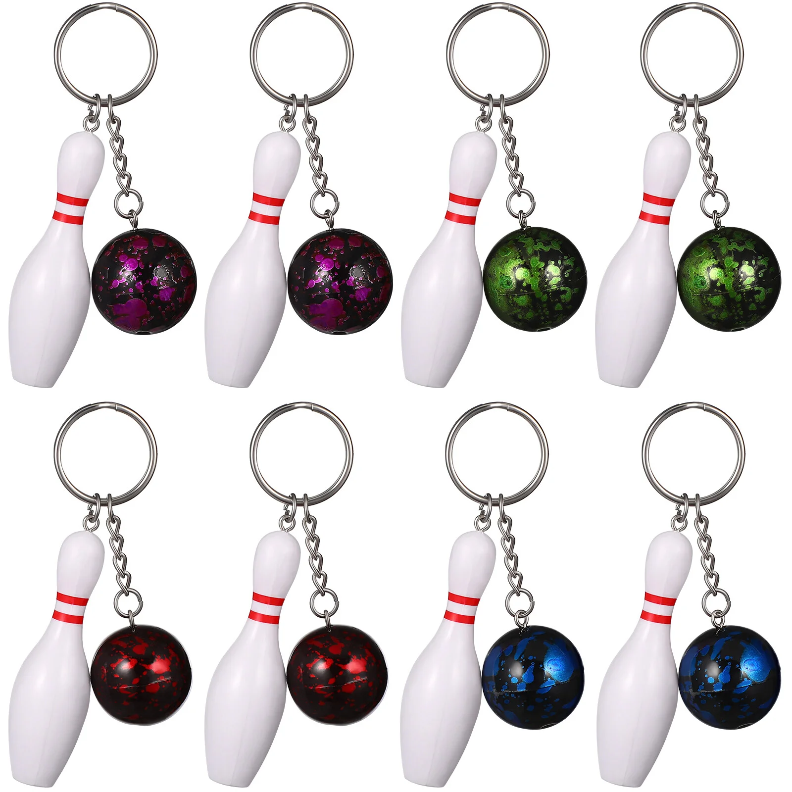 10 Pcs Bowling Keychains Sport Style Bowling Ball and Pin Pendant Keyrings Bowling Party Favors Souvenir Gifts Backpack Charms