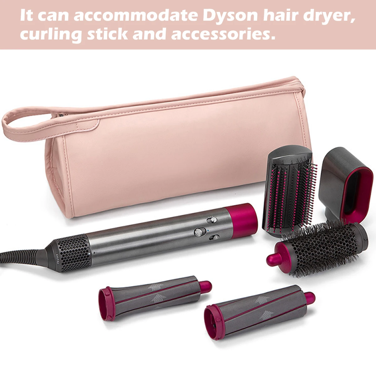 Hair Dryer Carrying Case Waterproof Hair Dryer Storage Bag PU Leather Zipper Make Up Bag Portable Travel Hair Dryer Organizer
