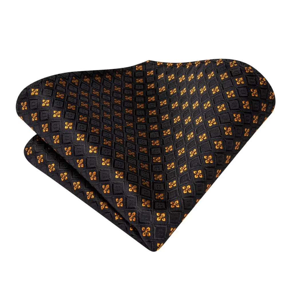 Hi-Tie Psialey Black Gold Silk Elegant Tie For Men Groom Wedding Men Necktie Pocket Square Cufflink Accessory Wholesale Designer