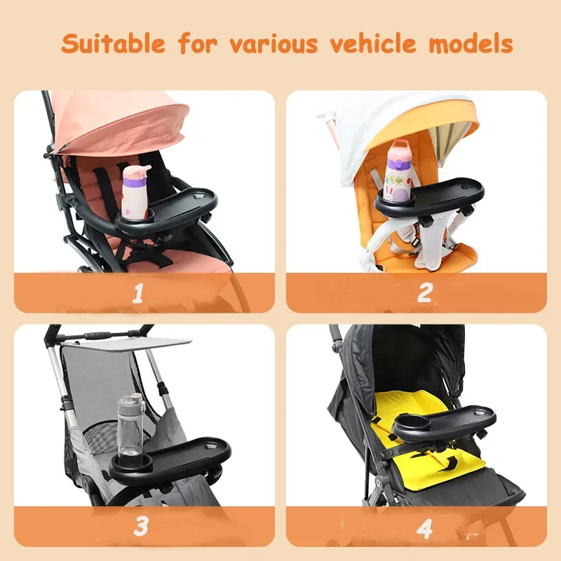 3 In 1 Baby Stroller Dinner Table Tray Multifunctional Stroller Plate Carriage Handrest Dish Supplies Toddler Milk Bottle Holder