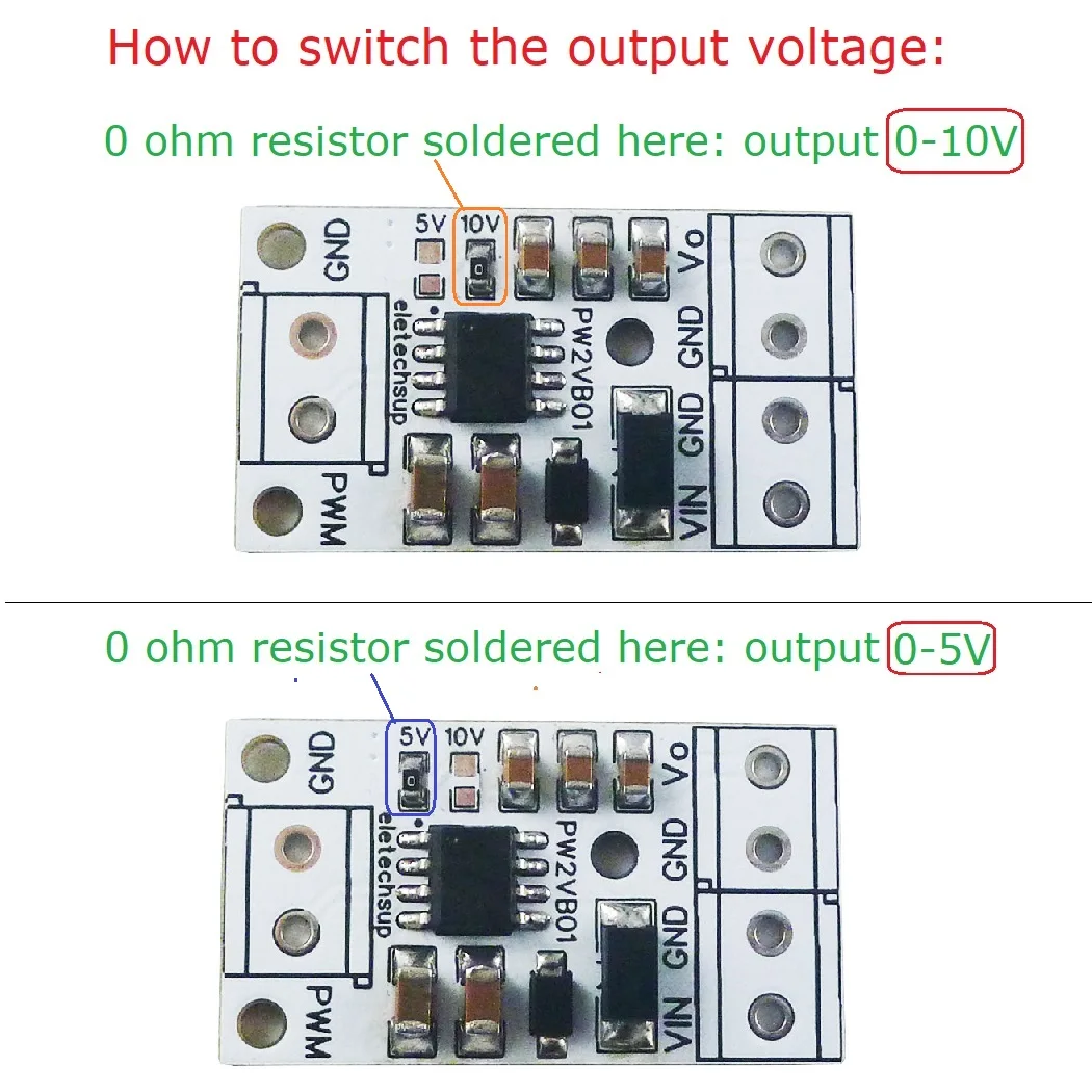 2PCS PW2VB01 PWM to DAC Converter Input Pulse Signal Output 0-5V/0-10V Voltage Analog for Arduino UNO MEGA2560 PLC NodeMCU