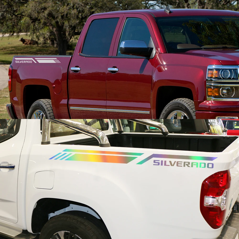 Pickup Bed Side Sticker For Chevrolet Silverado 1500 2500 HD Car Stripes Style Decor Decal Truck Vinyl Cover Auto Accessories