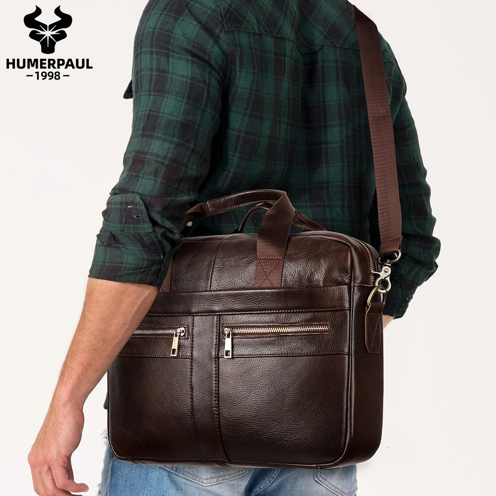 Men Briefcase Bag High Quality Business Genuine Leather Shoulder Messenger Bags Male Office Handbag 14 inch Laptop 241029
