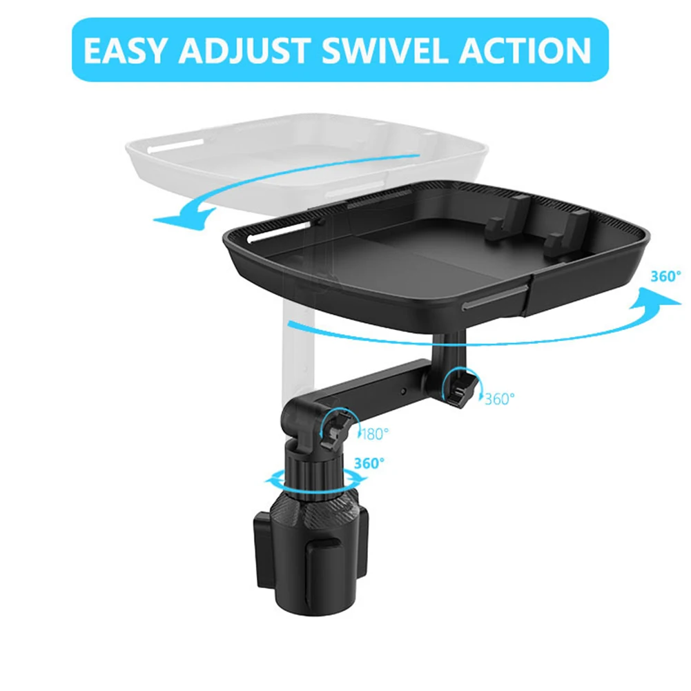 Car Table 360° Swivel Arm Eat Work Cart Drink Food Coffee Goods Holder Tray Car Laptop Computer Desk Mount Stand Seat Table