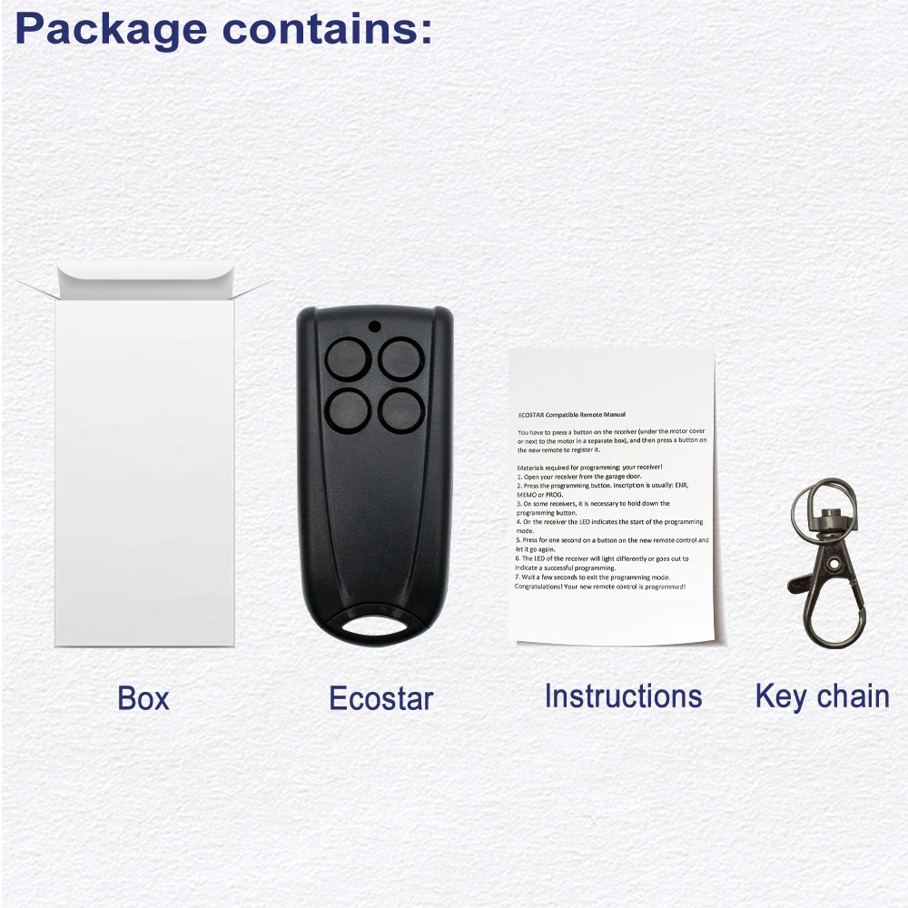 1-20 PCS ECOSTAR RSC2 2025 RSE2 433.92MHz Rolling Code Garage new Remote Control Duplicator Gate Opener Gate Control Command Transmitter