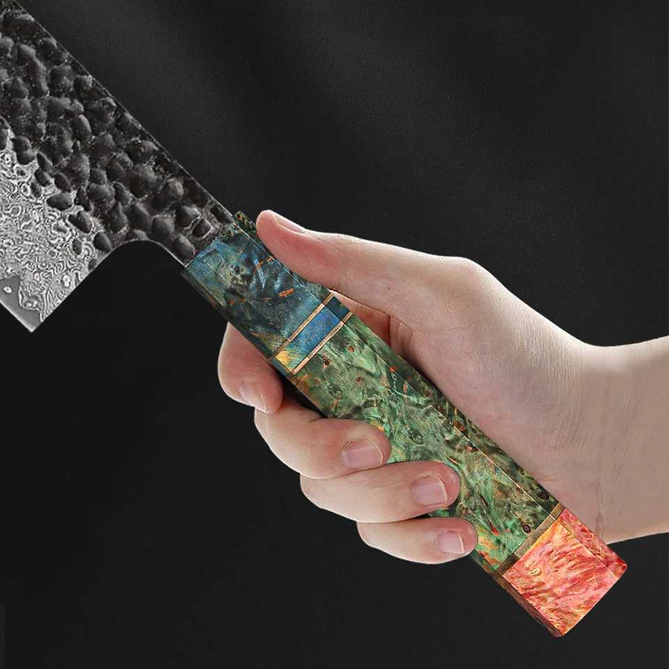 Japanese kitchen knife hand forged Damascus steel custom 8-inch chef knife X241102