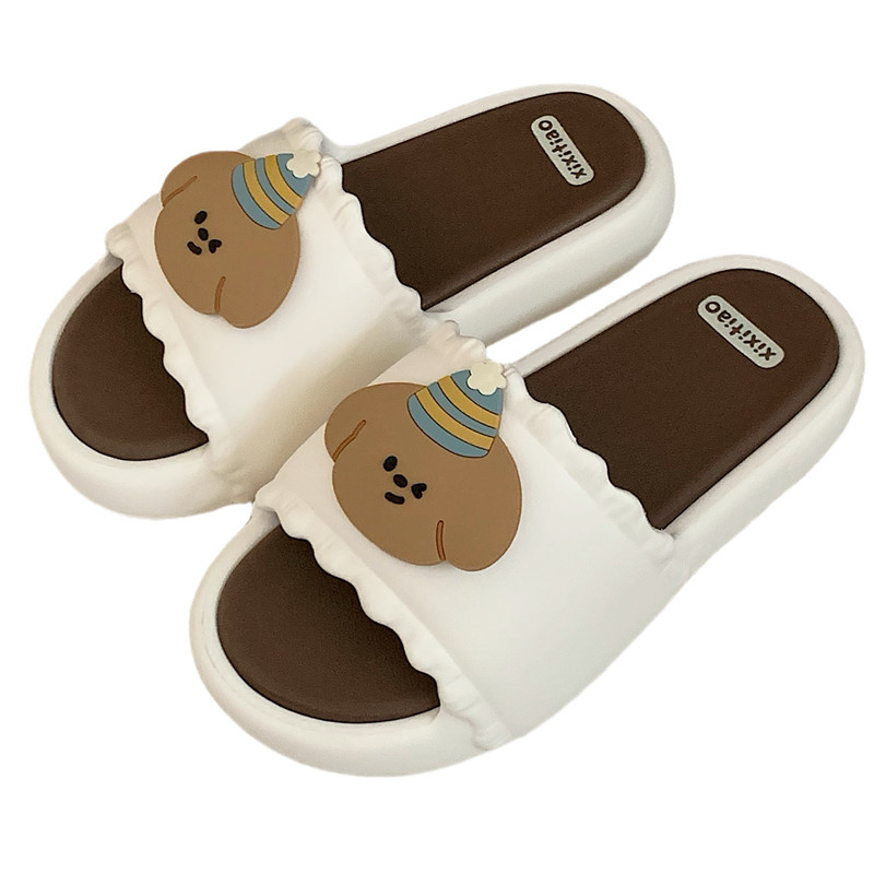 Soft platform double home summer slippers women personality cute hat dog indoor street sandals girl slippers