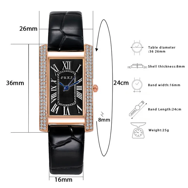 2024 Vintage Classic Luxury Design Diamond Women Watch Starry Square Simple And Stylish Roman Numeral Quartz Wristwatch