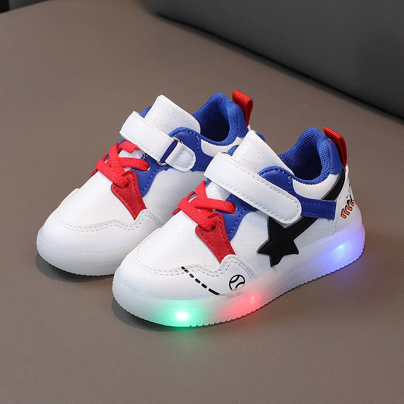 Size 21-30 Kids Led Shoes Boy Sneakers Star Shoes Children Baby Boys Led Light Luminous Running Sport Sneaker Shoes with Light