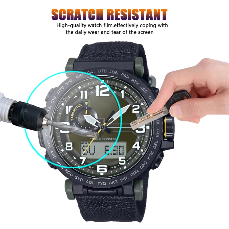 2PCS Tempered Glass Screen Protector For Casio PRO TREK PRG-601 PRG-600/650/240/340 Glass HD Clear Watch Screen Protective Film