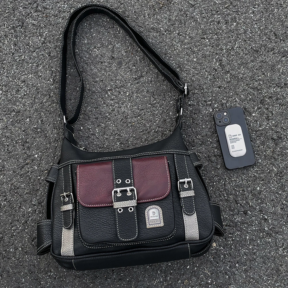 Y2K Vintage Crossbody Bag Women's Tote High Quality PU Leather Shoulder Bag Hip Hop Messenger Bag Female Large Handbag Commuter