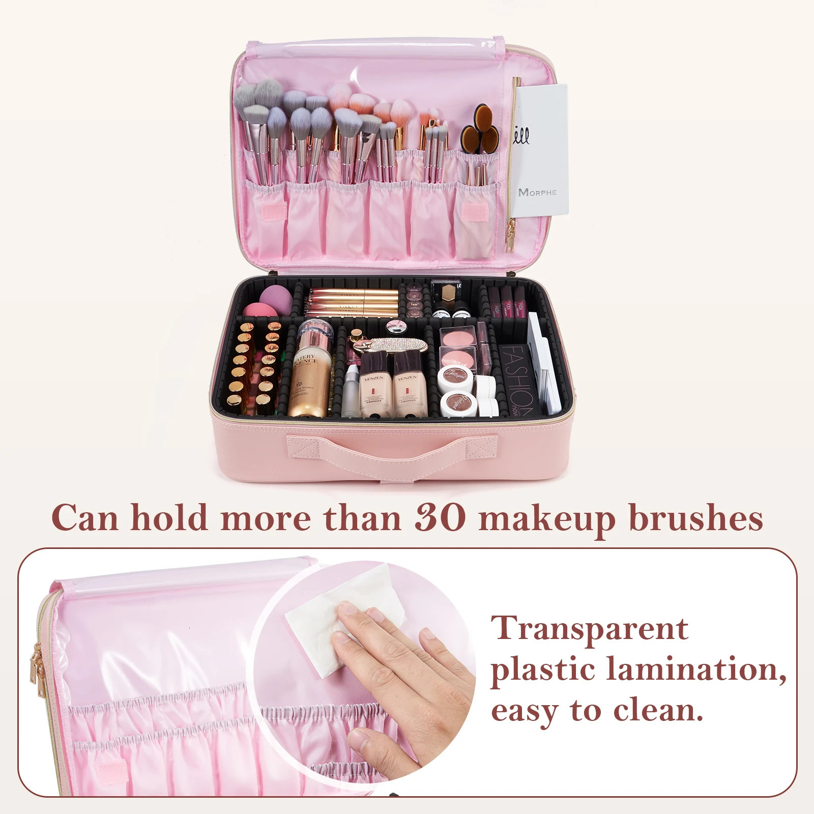Professional makeup bag oversized makeup train box makeup brush organizer storage box handmade artist bag with divider 241031