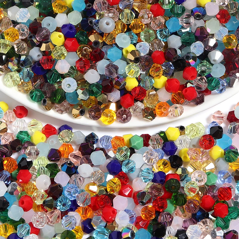 200pcs/Lot Mixed Color 4mm Bicone Beads for Jewelry Making Faceted Glass Beads Shiny Crystal Beads Loose Beads DIY Bracelet