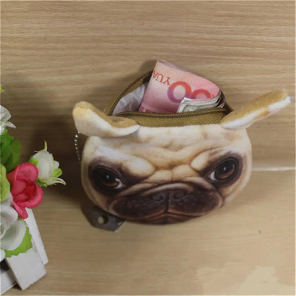 3D Cute Animal Shape Wallet Mini Zipper Keychain Bag Mini Cat Dog Face Packages Large Capacity Many Styles Coin Pourse Student