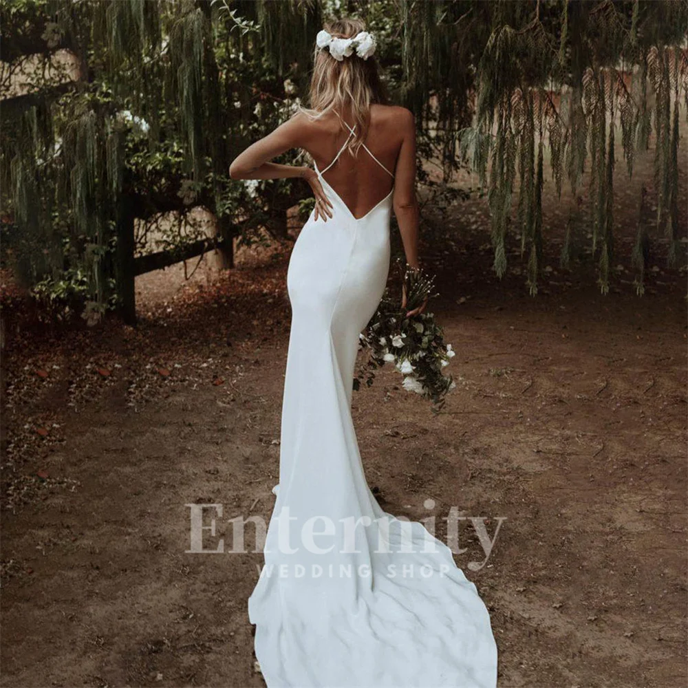 Elegant Mermaid Wedding Dresses Spaghetti Straps Sweetheart Neck Beach Womens Dresses Satin new Bride 2025 Dresses Vestidos Para Mujer