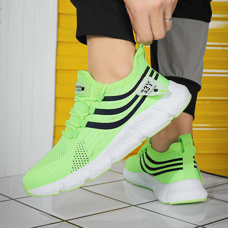 Men Light Shock-absorption Sports Casual Sneakers White Outdoor Breathable Mesh Black Running Jogging Shoes 66c67