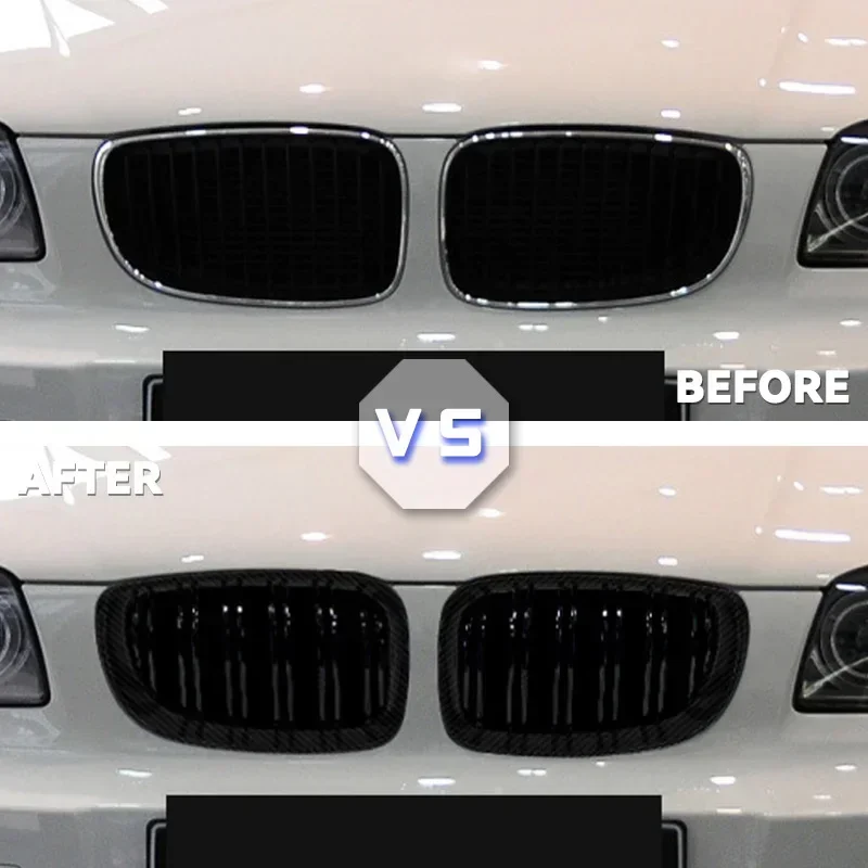 For BMW E81 E87 E82 E88 128I 130I 135I Car Front Bumper Kidney Grille Racing Grills Grilles Gloss Black Dual Slats Grill 07-11