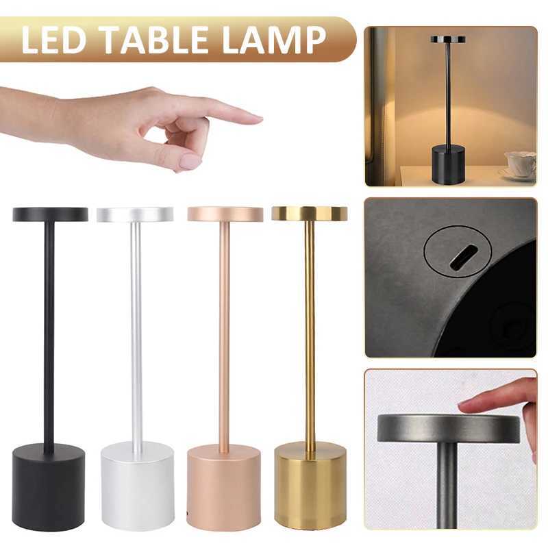 Simple LED Rechargeable Touch Metal Table Lamp Three Colors Bedside Cordless Desk Lamp Bar Outdoor Decoration Led Night LightLX241102