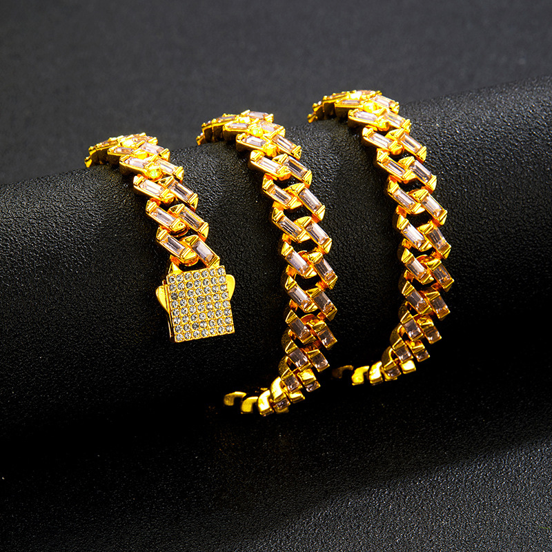 fashion ice out moissanite necklace Alloy hip hop Vvs Moissanite Dias Cuban Chain chains for men bracelet designer jewelry cuban k chain gift