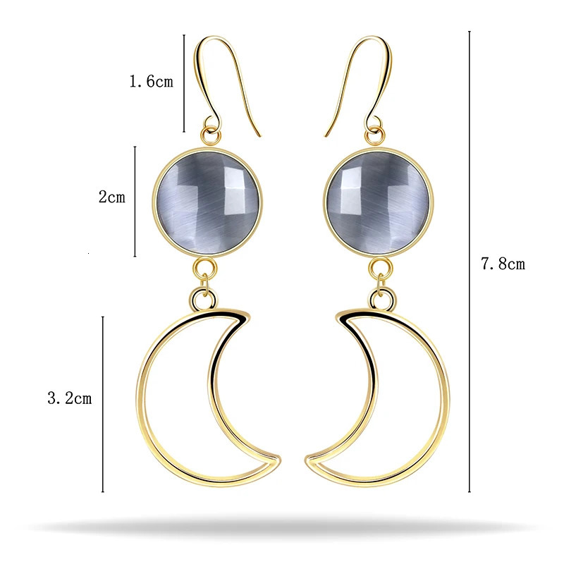 BOJIU Trendy Gold Color Moon Drop Pendant Earrings Womens Long Statement Pendant Earrings for Wedding Christmas Jewelry EA049 241031